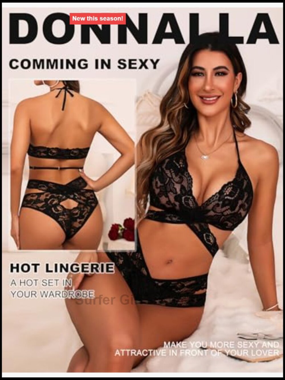 Sexy Lingerie Set Two Piece Lace Bra and Panty Bralette Sleepwear Set - Picture 4 of 7